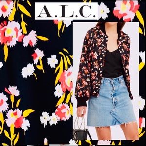 “NWT” Beautiful A..L.C Silk Floral Bomber Jacket.